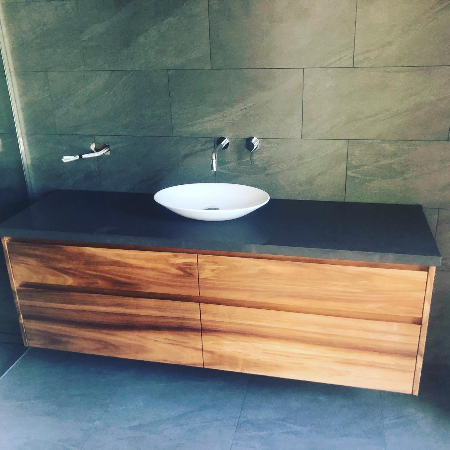 Stone and timber vanity